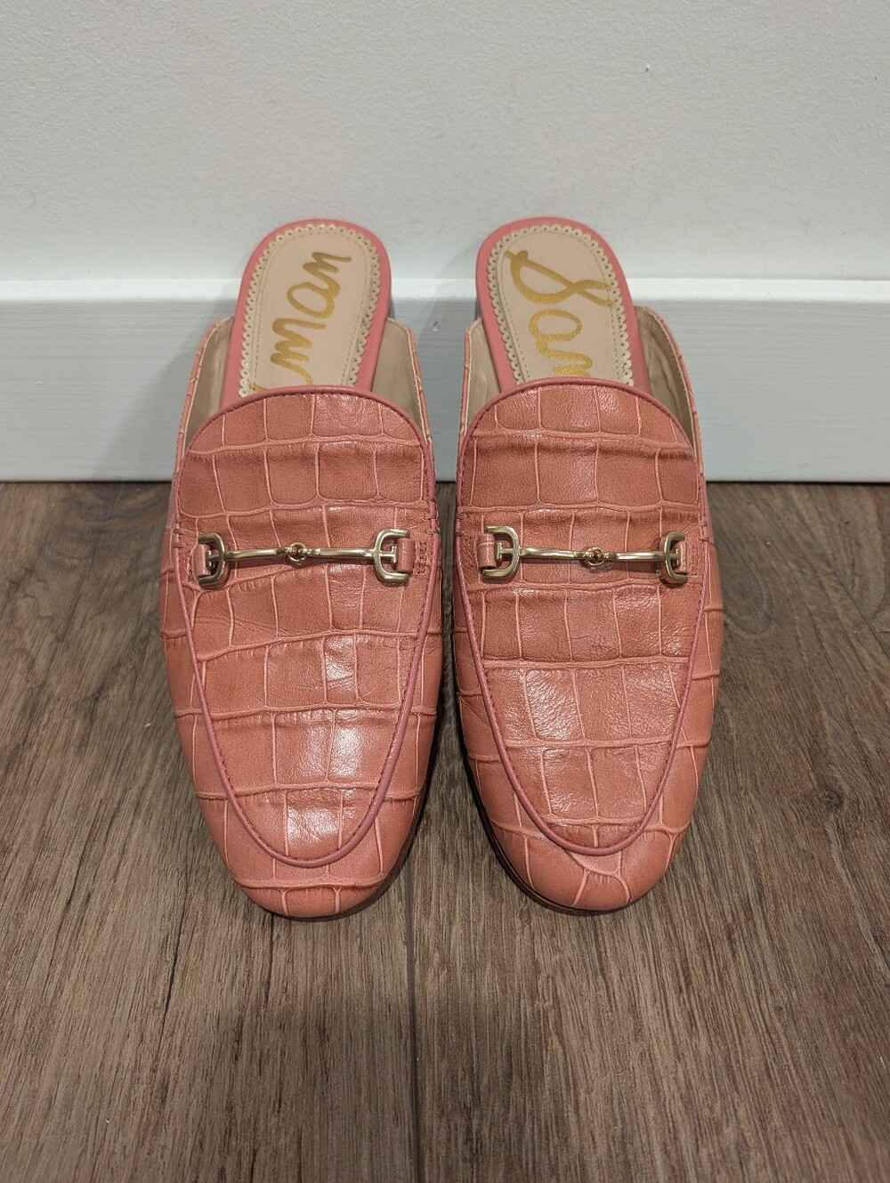 Sam Edelman Linnie Bit Mule Croc Embossed Leather Rose Pink 6.5